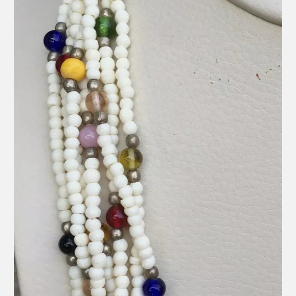 Vtg Glass Ethnic Tribal African Trade Necklace - Picture 3 of 5